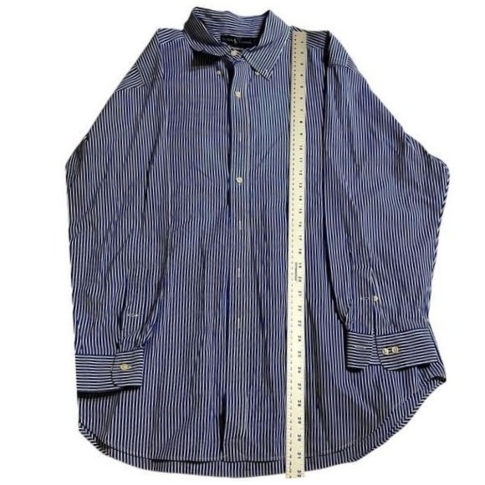 Polo Ralph Lauren Shirt 17.5 LS Button-Down Blue & White *READ*‎